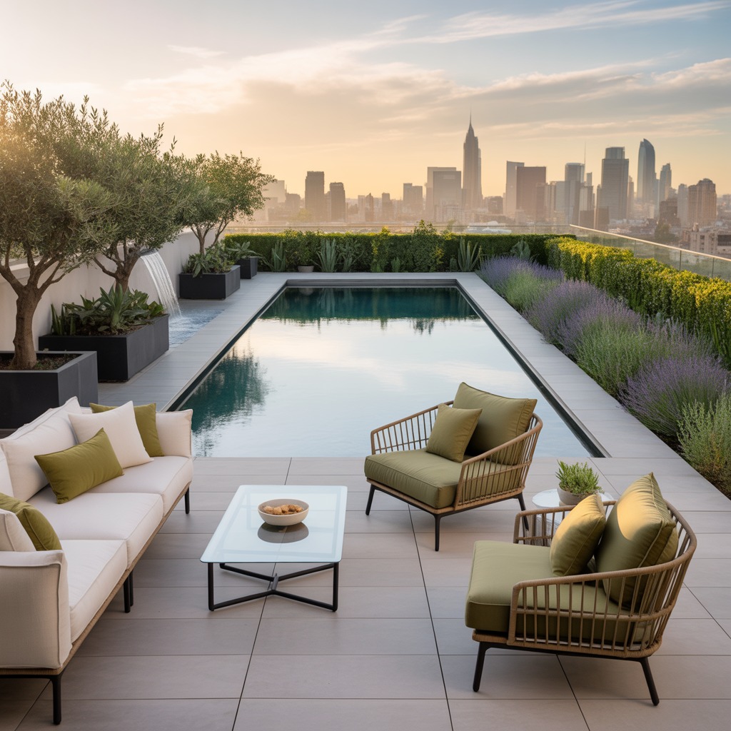 Modern Rooftop Pool & Garden