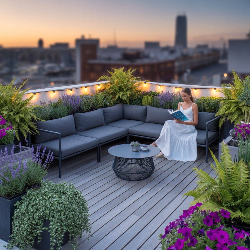 Terrace sitting with garden